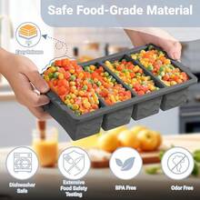 Silicone Freezer Molds For Soup With Lid, 1-Cup & 2-Cup Large Ice Cube Trays Food Storage Containers For Meal Prep, Freeze 250mL/125mL Portions – 2 Pack - 深灰色 - 查看 5