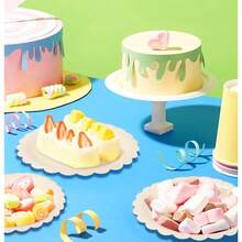 50 Pieces Green Paper Plates 9 Inch Green Scalloped Plates Disposable Dinner Plate For Wedding Shower Birthday Party-372722 - 象牙色扇貝形紙盤 - 查看 8