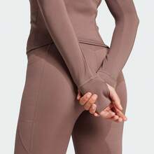 Adidas Women's OPTIME ESSENTIALS JACKET Moisture-Wicking Half-Zip Collar Fitted Sports Jacket JW2802 - Brown - View 4