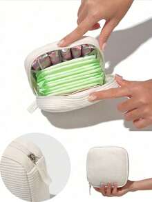 Large Capacity Sanitary Napkin Storage Bag, Multi-Functional Portable Storage Box, Coin Purse And Mini Cosmetic Bag, Nursing Pad Holder, Tampon Bag, Feminine Product Bag, Casual Style, Polyester Material, Perfect Storage Solution And Good Gift