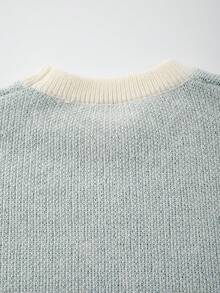 ANDREILEE 休闲宽松圆领印花针织套头毛衣，男女皆宜，适合春、秋、冬三季穿着。 - 杏色 - 查看 8