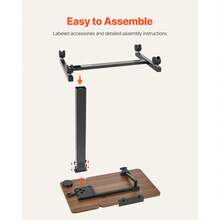 Overbed Table, Mobile Bed Side Table With Flip Desktop And 4 Wheels, Height & Angle Adjustable Rolling Laptop Desk With Cup Holder, Portable Over Bed Desk For Home, Office, Study, Wood + Black - 黑色 - 查看 7