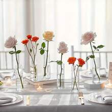 Zestaw 1/3/6 smukłych, cylindrycznych szklanych wazonów, idealnych na rocznice ślubu, przyjęcia urodzinowe i jako centralne elementy dekoracji stołu