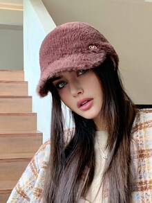 1 件女士蓬松棒球帽，宽边保暖渔夫帽，百搭休闲装，适合户外和日常使用，秋冬