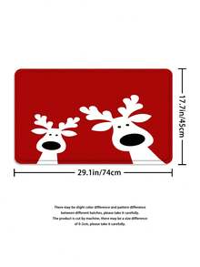 1/4pcs Elegant Christmas Reindeer Print Shower Curtain, Waterproof Mold-Resistant Multi-Functional Polyester Knit Bath Curtain With Hooks, Top Style Pleated Fold, Seasonal Holiday Theme, Animal Design, No Lining, Woven Fabric,Home Decoration Bathroom Decor