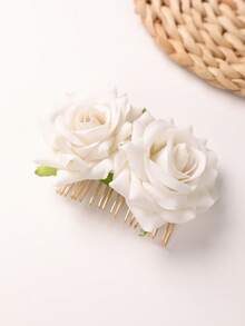 2个/1个玫瑰花发夹，女士玫瑰花发饰，婚礼发夹，弗拉明戈舞者（红色），梳子，侧梳，学生用品，头部饰品