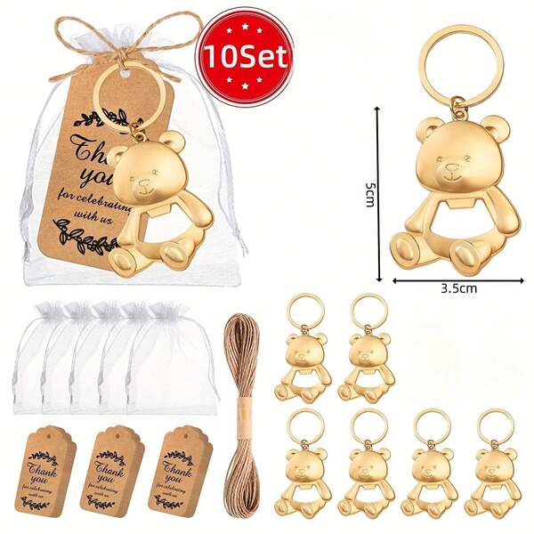 30 piezas de recuerdos para baby shower, 10 sets de abrebotellas de bebé con tarjetas como regalos de recuerdo para los invitados del baby shower