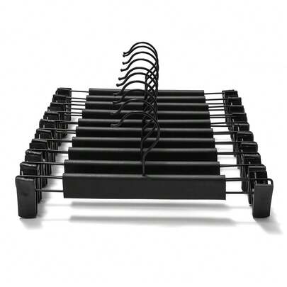 1-10 шт. Мінімалістичні чорні вішалки для штанів, товстий пластик + гачки з нержавіючої сталі, міцні та довговічні, надійне зчеплення, підходять для штанів для йоги/легінсів/шкарпеток/спортивних штанів/брюк/джинсів, ідеально підходять для гардеробу та організації дому. Вішалка для одягу із затискачами безпеки, підходить для дому, гуртожитку та роздрібної торгівлі.