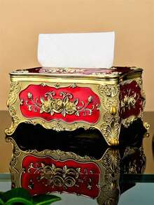 1pc European Style Household Light Luxury Tissue Box, Home Dining Table Tissue Holder Ornament, Desktop Decoration