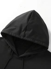 Áo hoodie thời trang nam in hình cây cọ sau lưng, mũ trùm đầu có dây rút, cổ tay bo gân, áo nỉ xuân/thu - màu đen - Xem 3