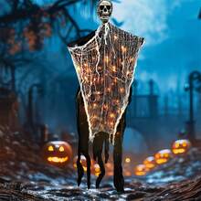 Halloween Scary Ghost Decoration Spooky Light Up Hanging Skeleton Party Props For Indoor Outdoor Haunted Houses - Orange - View 5