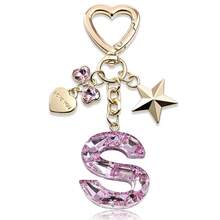 Cute Bling Keychain Initial Letter Butterfly Star Pink Purple Gift For Women Girls Bag Cup Charms Accessories-593312 - S-粉紅色 - 查看 2
