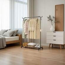 31.49 Inch Versatile Metal Garment Rack With Adjustable Shelves, Convenient Hooks, And Smooth-Gliding Wheels, Dual Bar Clothing Rack Perfect For Hanging Clothes, Bags, And Accessories, Ideal Multipurpose Wardrobe Storage Organizer For Home, Office, Or Retail Spaces, Enhance Your Organization And Style Effortlessly