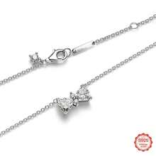 925 Sterling Silver Heart Bow Sparkling Star Pendant Necklace, Fashionable Luxury Design - White - View 1