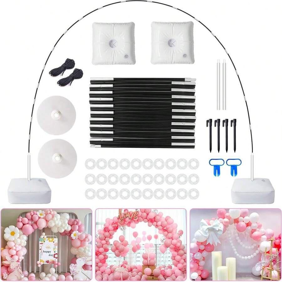 Balloon Arch Stand Kit, 10FT Wide & 7.5FT High Adjustable Balloon Arch Frame, Ideal For Party Decorations, Not Include Balloons. - 83pcs - View 1