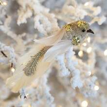 1件/2件，圣诞节，万圣节，人造羽毛鸟花园装饰，人造泡沫鸟凤凰孔雀景观，仿生工艺鸽子装饰，客厅花园家居装饰，庭院鸟，多场景适用人造鸟雕像，圣诞树装饰 - 彩色 - 查看 6