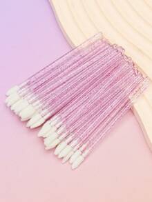 50支紫色睫毛膏刷/唇刷/指甲刷，睫毛刷，口红刷，唇彩遮瑕刷，化妆海绵，化妆工具，一次性化妆刷，清洁刷，眼影刷工具 - 紫色 - 查看 5