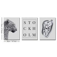 1/3pcs Unframed Black White Stockholm Cheetah Melting Clock Preppy Stylish Poster Leopard Y2K Wall Art Canvas Print Minimalist Fashion Girly Room Chic Aesthetic Decor Funky Painting For Apartment,Living Room,Bedroom,Modern Home Decoration
