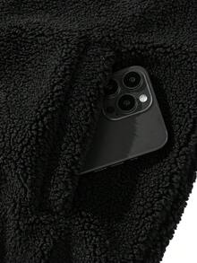 男士 Old Money 连帽加厚夹克，秋冬款，复古摇滚风，保暖内衬夹克 - 黑色 - 查看 7