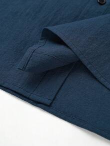 GloMan 男士藏蓝色两件套，舒适透气，100% 纯棉素色短袖衬衫搭配弹力腰短裤，夏季透气套装，适合海滩度假、日常穿着、街头休闲、周末出游、社交聚会等场合。圣诞节和新年送给男友或丈夫的礼物。 - 藏蓝色 - 查看 10