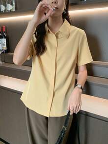 Camisa de mujer de estilo elegante y femenino para primavera y verano - Champán - Ver 7