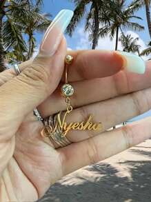 One Piece Custom Fashion Charm Custom Name Sexy Belly Button Piercing Belly Button Ring Personalized Letter Love Pendant Synthetic Jewelry Home Party Gift For Girlfriend Or Lover Birthday Gift, Valentine's Day Gift - Gift Box - View 5