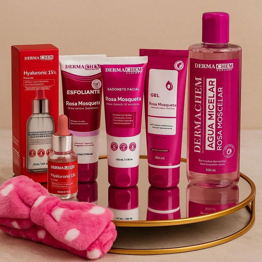 Rosa Mosqueta Skin Kit 7 Units - Soap / Exfoliant / Gel / Hyaluronic Serum / Micellar Water / Strip And Octopus Sponge / - 淺粉色 - 查看 1