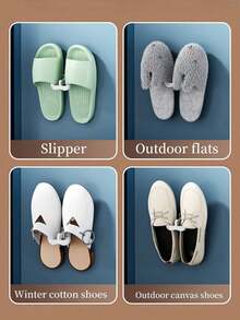 1pc/3pcs Bathroom Slippers Rack, Wall Mounted No Drilling Required, Toilet Door Hanging Drainage Shelf, Storage Organizer Rack, Wall Hook