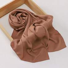 1pc Women Solid Color Crinkled Everyday Hijab, Opaque Headscarf For Dress - Multicolor - View 29