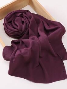 1pc Women Solid Color Crinkled Everyday Hijab, Opaque Headscarf For Dress - Multicolor - View 24
