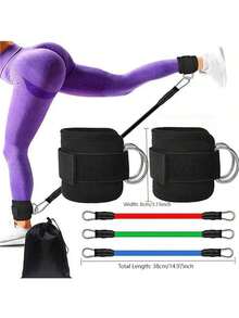 6件套踝带阻力带套装，健身器材，踝部负重瑜伽弹力带，男女通用 - 彩色 - 查看 10