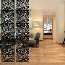 Hanging Room Divider Decorative Thick Wall Screen Panels Floral Carving Pattern Hollow Out Design For Bedroom Living Dining Room Kitchen Office Restaurant Home Hotel Decor, 15.7"X15.7" - Black - View 9