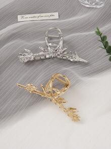 1 件装大号金属竹叶形发夹，适合女士，具有别致的中国风设计，后脑勺发夹，适合马尾辫或发髻，优雅，发饰，爪夹，发夹，发夹