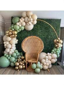 117pcs Sage Green & Gold Balloon Arch Kit, Includes Sage Green Balloons, Complemented By Ivory & Gold Balloons, Suitable For Baby Shower, Birthday Party, Jungle Theme Party, Wedding Decoration - Multicolor - View 6