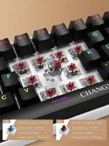 CHANGXIE CHANGXIE 61-Key Wired White, Black And Blue Switch Waterproof Mechanical Keyboard RGB Illuminated Game And Office Kit Gamer Backlight Mechanical Keyboard, Suitable For Home, Office And Gaming