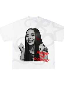 Women Men Mariah Scientist Rapper Young Hip-Hop Tee Tshirt, Women Tee Classic Free Thugs Print Round Neck Short Sleeve T-Shirt Y2K Vintage Streetwear Graphic Oversized Cotton Women TopsLoose And Comfortable - A10 - 查看 4