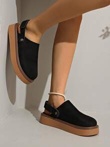 Women's Spring New Round Toe Thick Sole Comfortable Slip-On Casual Fashion Mules - Black - View 5