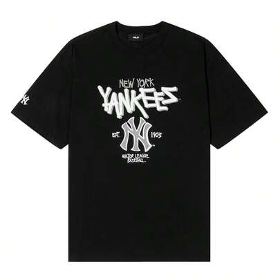 MLB Men's And Women's T-Shirts BASIC BIG LOGO MEGA OVER FIT T-SHIRTS Daily Casual Comfortable Outdoor Sports Lightweight Short-Sleeved T-Shirt 3ATSB0553-50BKS