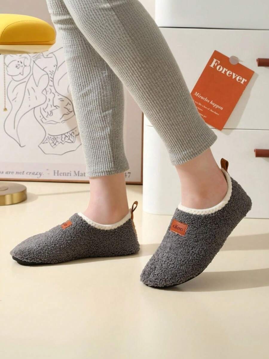 Dép giữ ấm chân đế cao su mềm Unisex, thích hợp cho cả đi trong nhà và ngoài trời - Xám - Xem 1