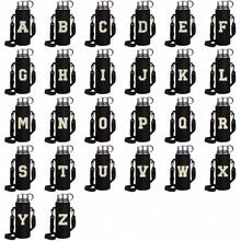 1 件 550-1500 毫升运动水壶套保温袋斜挎杯保护套带肩带可调节杯子托架水瓶架袋绣有字母 A-Z - 黑色 - 查看 8