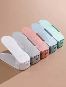 2 piezas Soporte ajustable para zapatos, Estante para zapatos de doble capa integrado, Estante de almacenamiento de zapatos de plástico, Organizador de gabinete de zapatos que ahorra espacio, Almacenamiento y organización del hogar