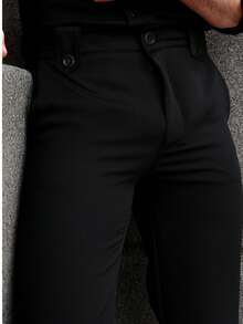Men's Tailored Pants, Straight Cut, Stylish Italian - màu đen - Xem 2