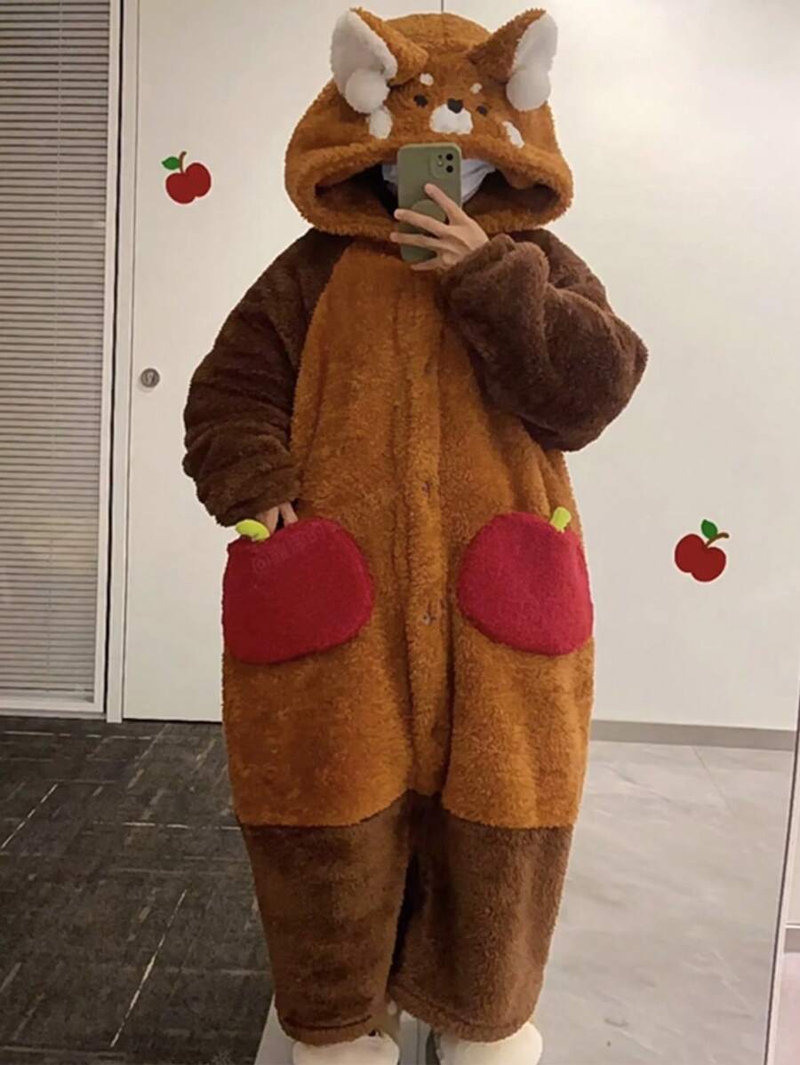 1 件套毛毯，可爱水豚毛绒毛毯，连帽珊瑚绒卡通可爱风格带帽长袍 - 冬季保暖珊瑚绒卡通动物连帽长袍，适合成人，带大口袋和袖口的连帽长袍，适合秋冬季，温暖，礼物，情侣装，圣诞节礼物，新年礼物 - 彩色 - 查看 1