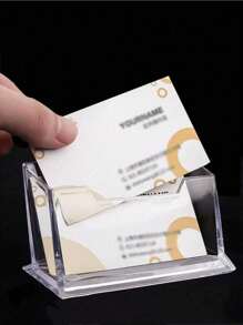 1pc Acrylic Transparent Desktop Business Card Holder, Clear Layered Card Storage Box, Plastic Made Small Card Organizer, Suitable For Storing Business Cards, Place Cards, Cards In Various Occasions, Exhibitions, Daily Use