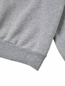 女式黑色万圣节骷髅字母图案印花宽松长袖卫衣秋冬时尚节日落肩套头衫 - 灰色 - 查看 3