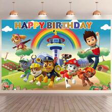 Paw Patrol 1 pieza Autorizada Decoración de Fiesta de Cumpleaños de PAW Patrol para Mesa de Pastel, Fondo de Tela para Decoración de Cuarto de Fiesta, Fondo de Fotos de Cabina de Fotos, Accesorios de Estudio, 82.7*59.1/59.1*39.4/39.4*29.5 Pulgadas