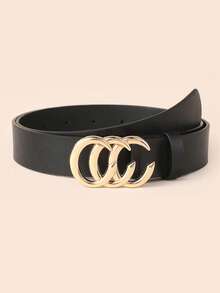 3pcs Fashionable Minimalist PU Leather Belt Set, Alloy Letter Buckle Waist Belt For Women, Suitable For Daily Commute - Multicolor - View 6