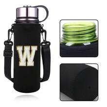 1pc 550-1500ML Sports Water Bottle Case Insulated Bag Crossbody Cup Protector Sleeve With Strap Adjustable Carrier For Mug Bottle Holder Water Bottle Holder Pouch With Letters A-Z