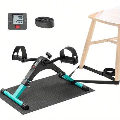 Shoze Mini Exercise Bike, Pedal Exerciser With LCD Display, Leg Exercise Machine, Portable Folding Trainer Adjustable Resistance Fitness Exercise Equipment With Non-Slip Mat And Fixed Strap