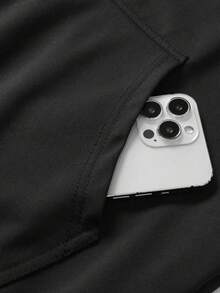 Áo hoodie thời trang nam in hình cây cọ sau lưng, mũ trùm đầu có dây rút, cổ tay bo gân, áo nỉ xuân/thu - màu đen - Xem 2